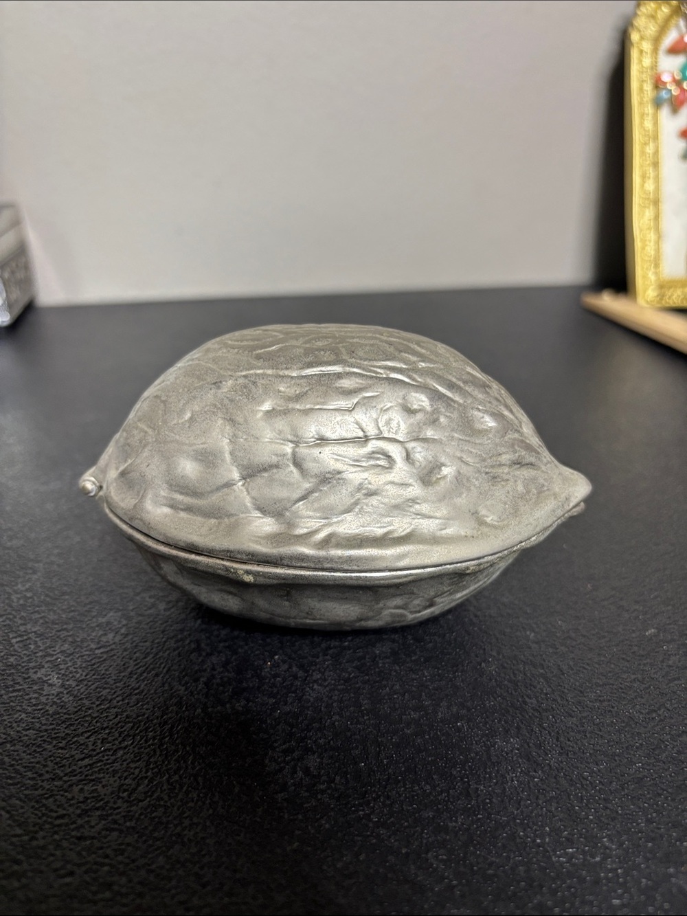 Silver Walnut-Shaped Decorative Nut Cracker Holiday